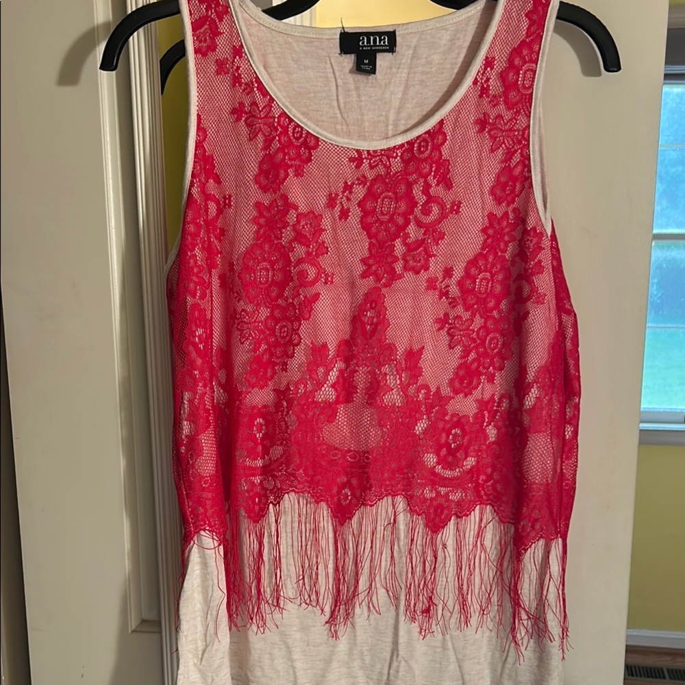 a.n.a Women's  Lace Overlay Tank Top